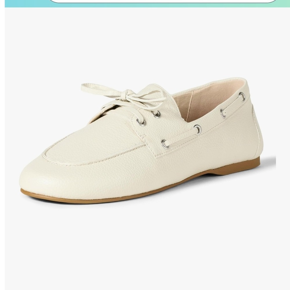 The Drop Women's Cream Boat Shoes Lace Up Loafers Flat Size US 10 EU 41